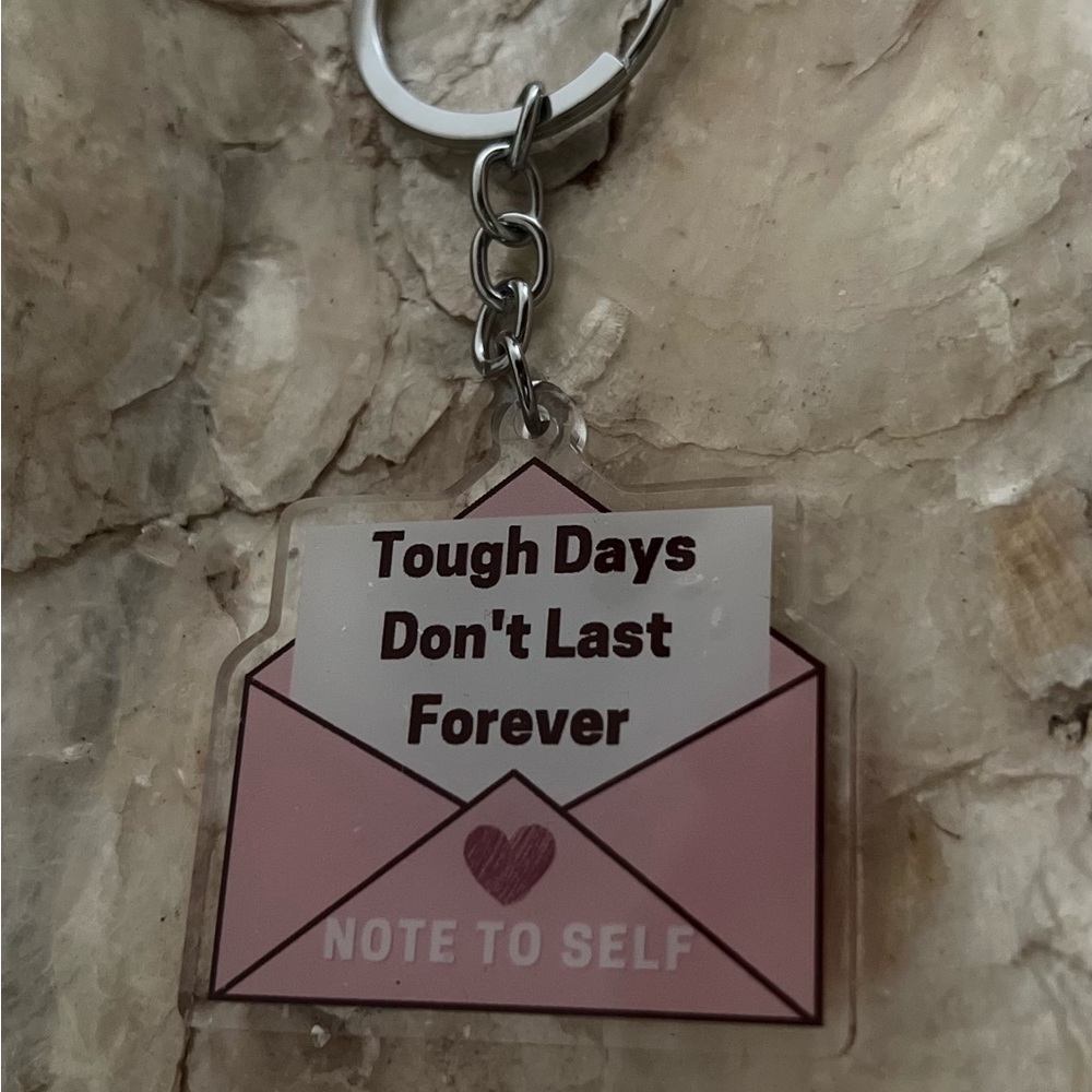 NWOT-Acrylic Note To Self Keychain - Picture 2 of 5